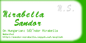 mirabella sandor business card